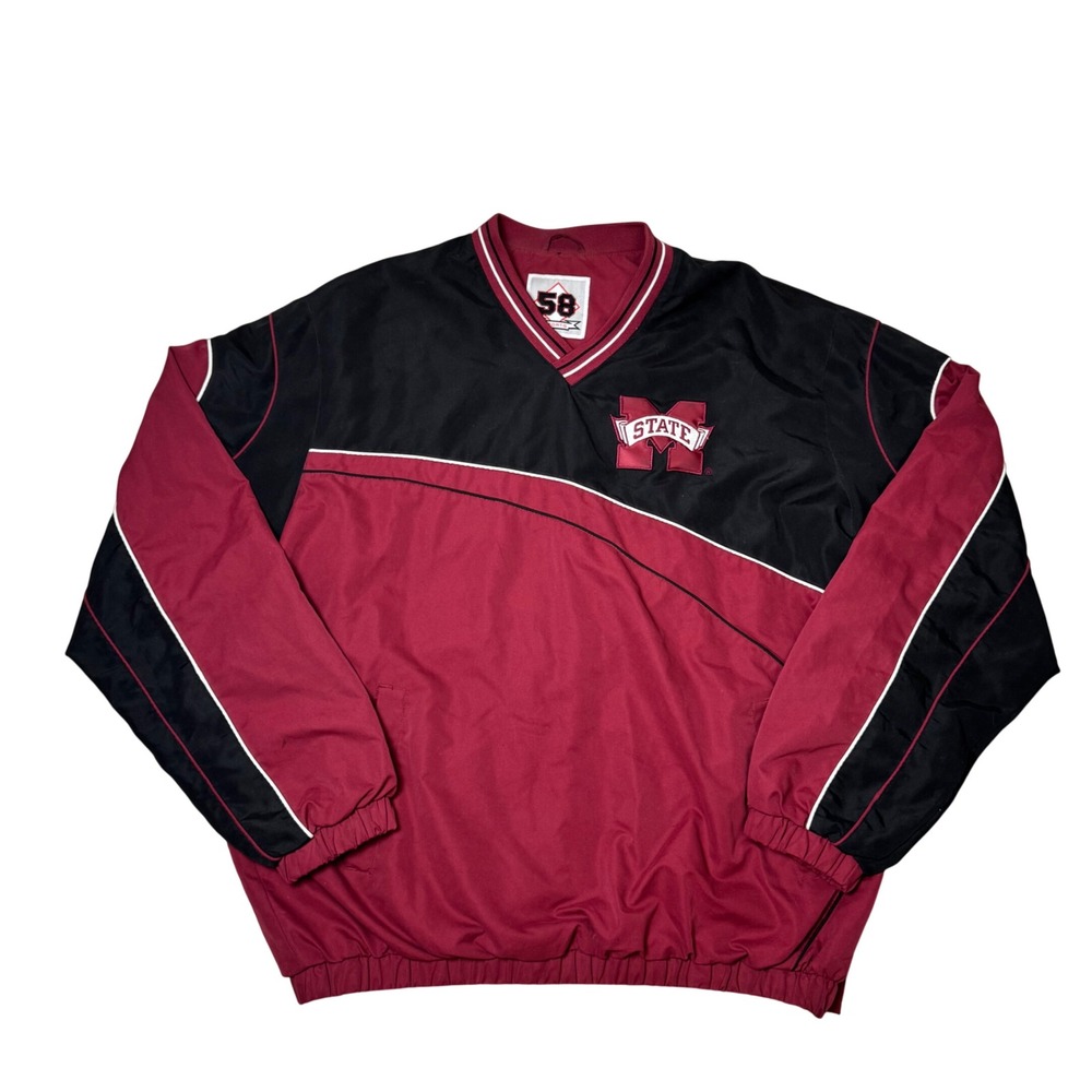 Vintage Mississippi State 58 Sports Windbreaker Pullover Size XL MSU Bulldogs